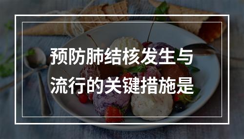 预防肺结核发生与流行的关键措施是