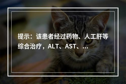 提示：该患者经过药物、人工肝等综合治疗，ALT、AST、TB