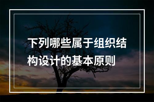 下列哪些属于组织结构设计的基本原则