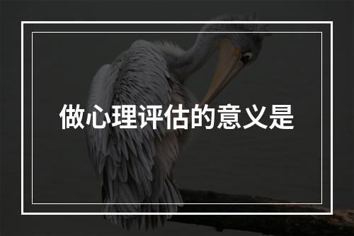 做心理评估的意义是