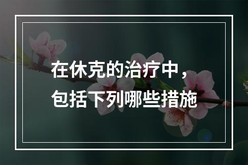 在休克的治疗中，包括下列哪些措施