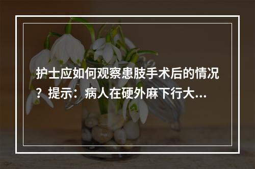 护士应如何观察患肢手术后的情况？提示：病人在硬外麻下行大隐静