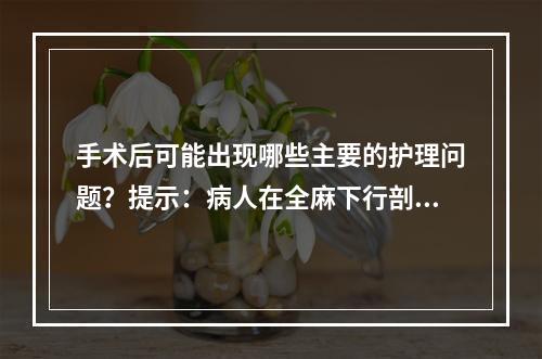 手术后可能出现哪些主要的护理问题？提示：病人在全麻下行剖腹探