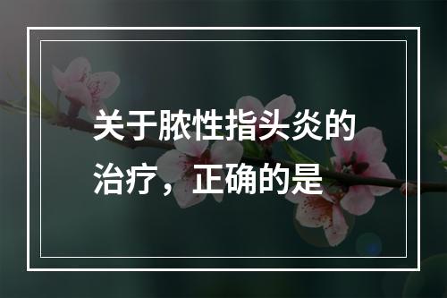 关于脓性指头炎的治疗，正确的是