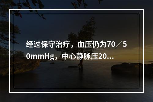 经过保守治疗，血压仍为70／50mmHg，中心静脉压20cm