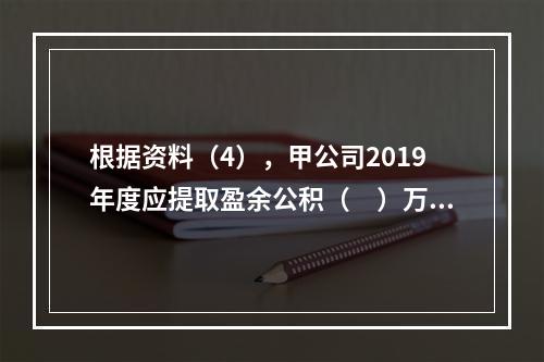 根据资料（4），甲公司2019年度应提取盈余公积（　）万元。