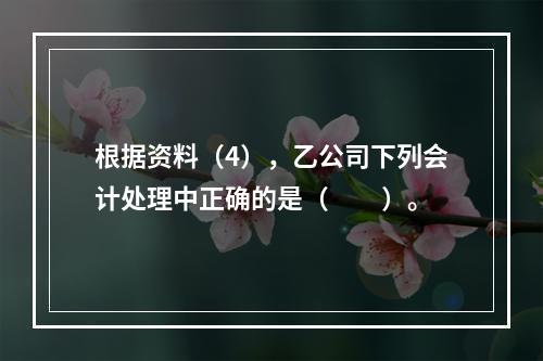 根据资料（4），乙公司下列会计处理中正确的是（　　）。