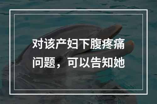 对该产妇下腹疼痛问题，可以告知她