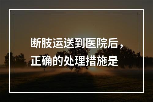 断肢运送到医院后，正确的处理措施是