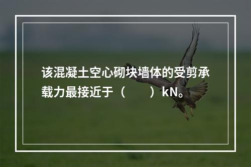 该混凝土空心砌块墙体的受剪承载力最接近于（　　）kN。