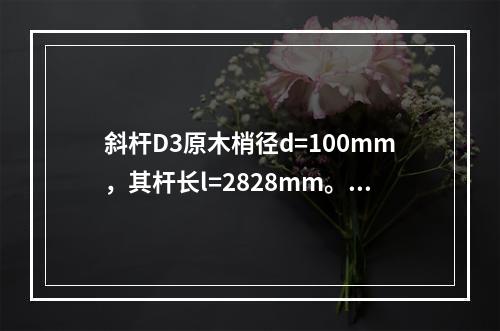 斜杆D3原木梢径d=100mm，其杆长l=2828mm。D3