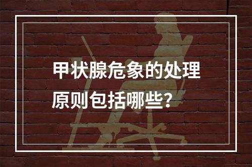 甲状腺危象的处理原则包括哪些？