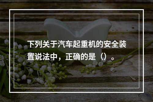 下列关于汽车起重机的安全装置说法中，正确的是（）。