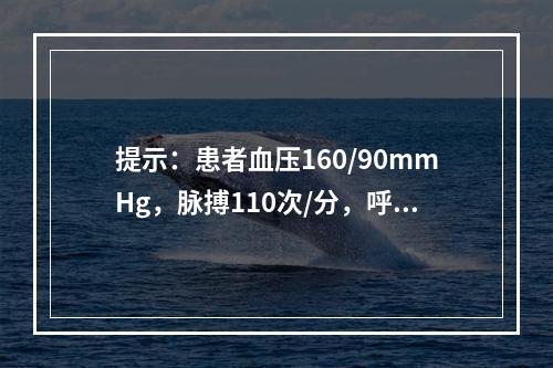 提示：患者血压160/90mmHg，脉搏110次/分，呼吸2