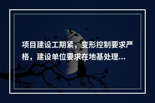 项目建设工期紧，变形控制要求严格，建设单位要求在地基处理方案