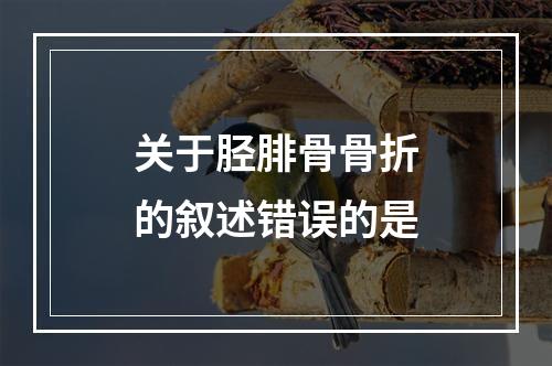 关于胫腓骨骨折的叙述错误的是