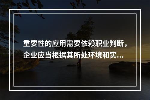 重要性的应用需要依赖职业判断，企业应当根据其所处环境和实际情