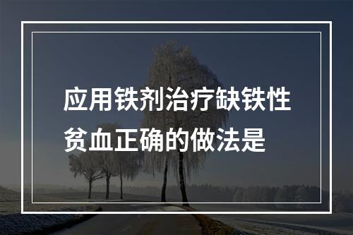 应用铁剂治疗缺铁性贫血正确的做法是