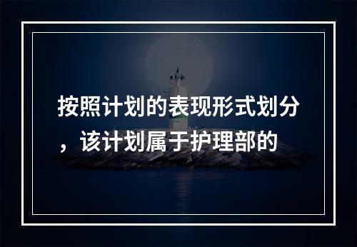 按照计划的表现形式划分，该计划属于护理部的