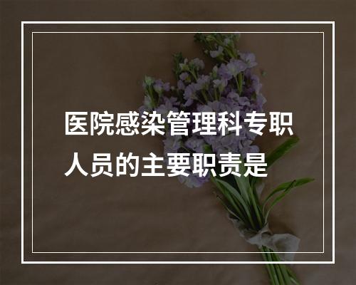 医院感染管理科专职人员的主要职责是