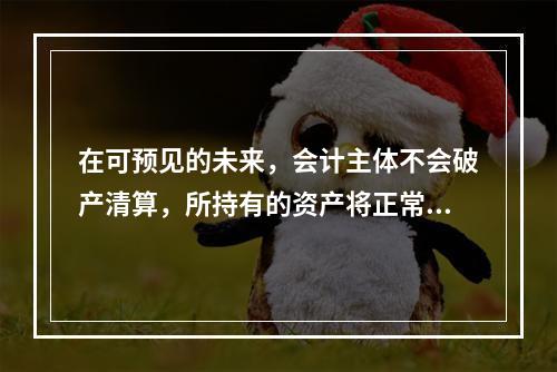 在可预见的未来，会计主体不会破产清算，所持有的资产将正常营运