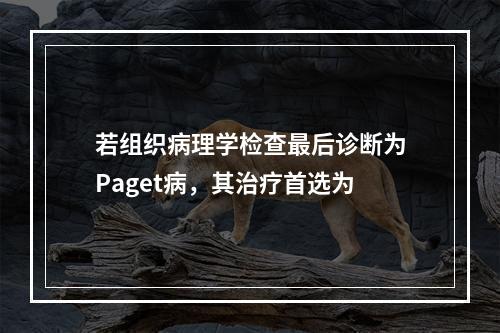 若组织病理学检查最后诊断为Paget病，其治疗首选为