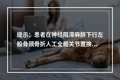 提示：患者在神经阻滞麻醉下行左股骨颈骨折人工全髋关节置换术，