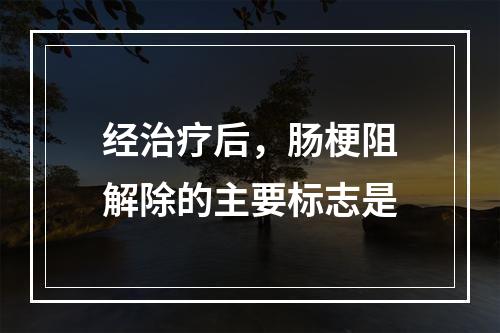 经治疗后，肠梗阻解除的主要标志是