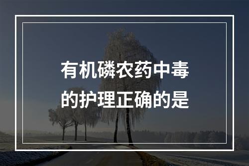 有机磷农药中毒的护理正确的是