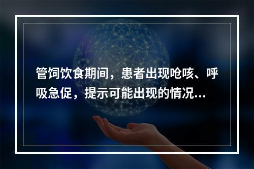 管饲饮食期间，患者出现呛咳、呼吸急促，提示可能出现的情况是(