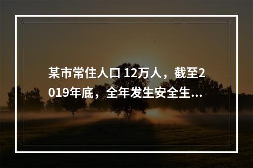 某市常住人口 12万人，截至2019年底，全年发生安全生产伤