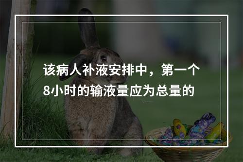 该病人补液安排中，第一个8小时的输液量应为总量的