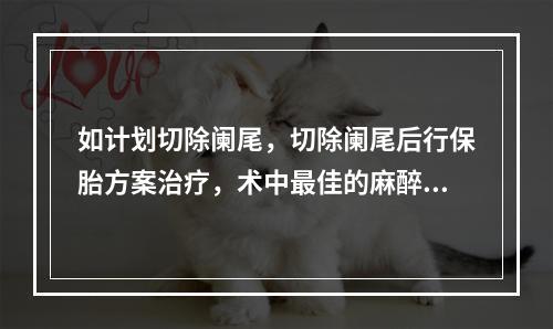 如计划切除阑尾，切除阑尾后行保胎方案治疗，术中最佳的麻醉方案