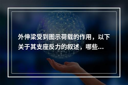 外伸梁受到图示荷载的作用，以下关于其支座反力的叙述，哪些是