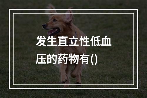 发生直立性低血压的药物有()