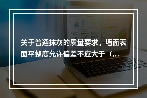 关于普通抹灰的质量要求，墙面表面平整度允许偏差不应大于（　