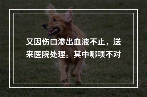 又因伤口渗出血液不止，送来医院处理。其中哪项不对