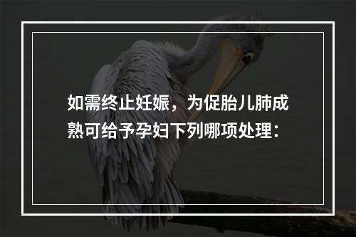 如需终止妊娠，为促胎儿肺成熟可给予孕妇下列哪项处理：