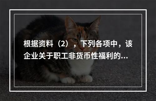 根据资料（2），下列各项中，该企业关于职工非货币性福利的处理