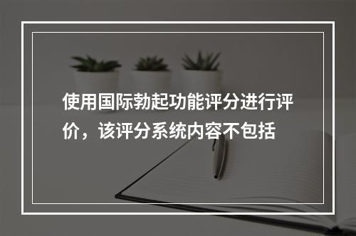 使用国际勃起功能评分进行评价，该评分系统内容不包括