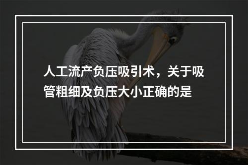 人工流产负压吸引术，关于吸管粗细及负压大小正确的是