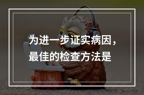 为进一步证实病因，最佳的检查方法是