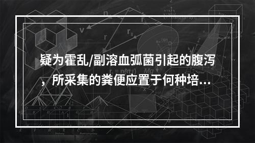 疑为霍乱/副溶血弧菌引起的腹泻，所采集的粪便应置于何种培养基