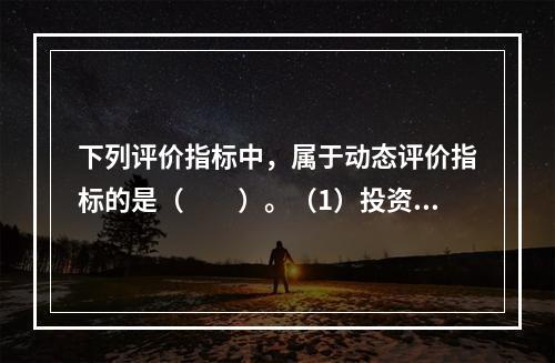 下列评价指标中，属于动态评价指标的是（　　）。（1）投资利