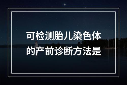 可检测胎儿染色体的产前诊断方法是