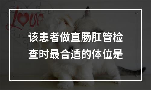 该患者做直肠肛管检查时最合适的体位是