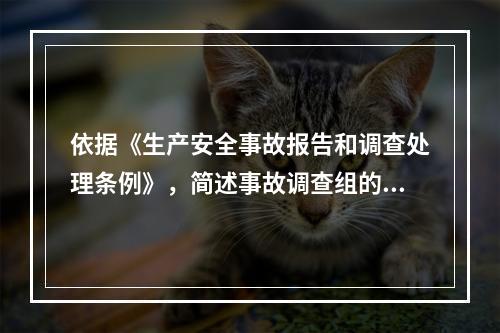 依据《生产安全事故报告和调查处理条例》，简述事故调查组的职责