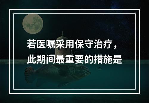 若医嘱采用保守治疗，此期间最重要的措施是