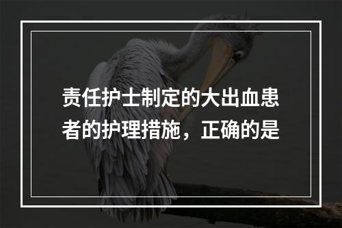 责任护士制定的大出血患者的护理措施，正确的是