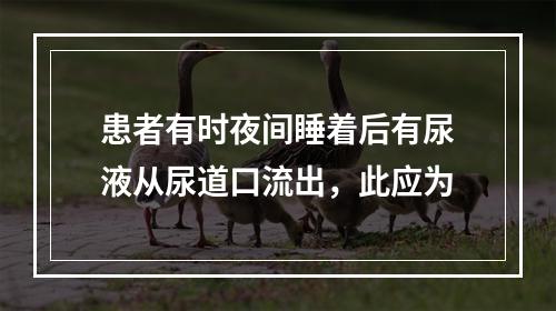 患者有时夜间睡着后有尿液从尿道口流出，此应为